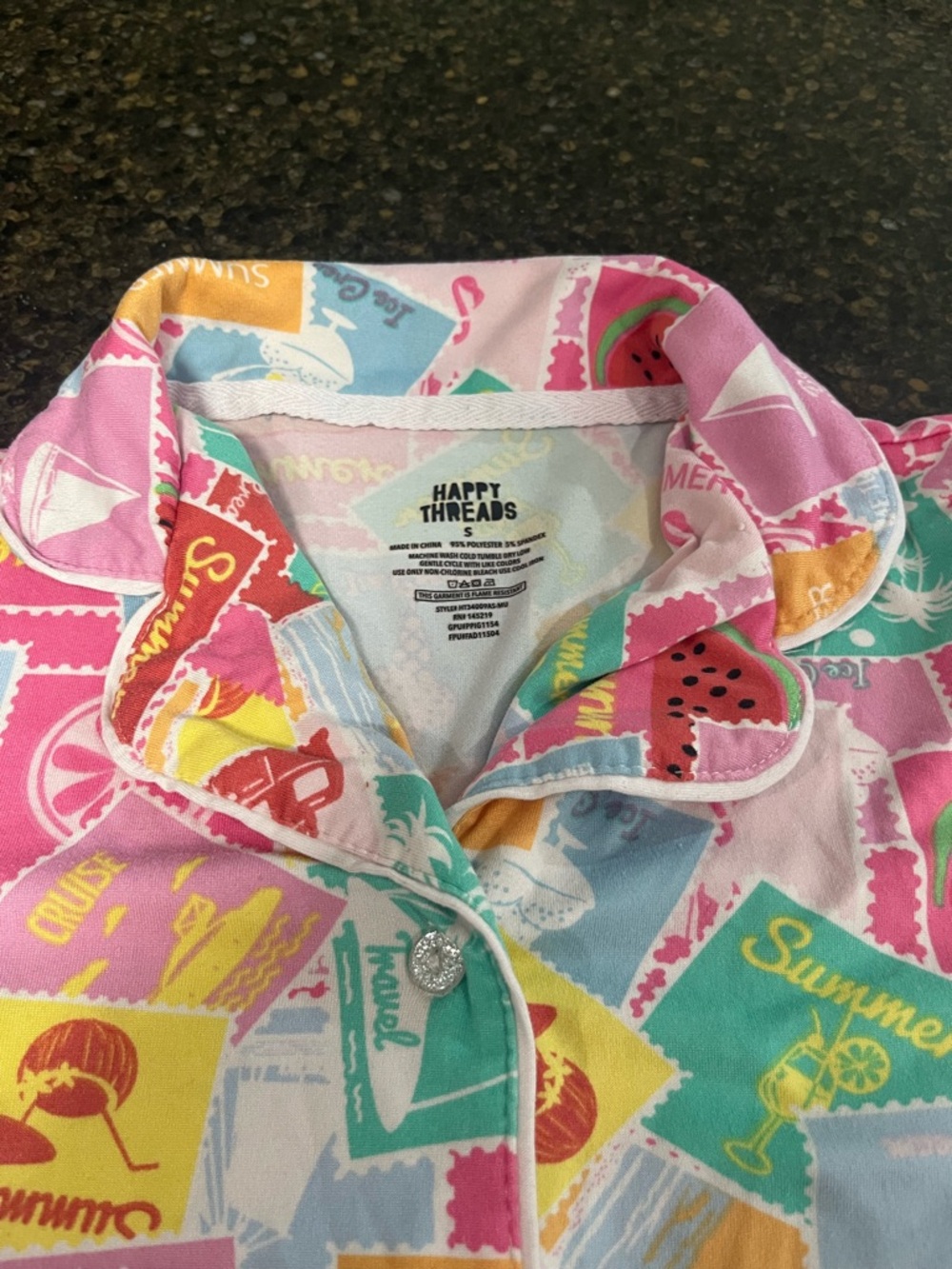 Happy Threads SET Pink Summer Fun Short Sleeve & Shorts Pajamas Little Girls - Picture 2 of 8